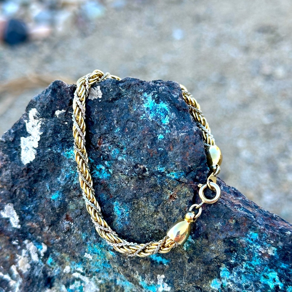 4 Gold Chain Bracelets Chunky & Rope Chain Nice! - Picture 3 of 5